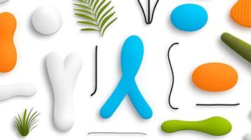 Colorful abstract shapes and patterns on a white background, ideal for design projects photo