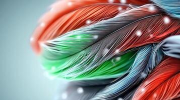 Colorful abstract representation of intertwined fibers with soft lighting and subtle sparkles photo