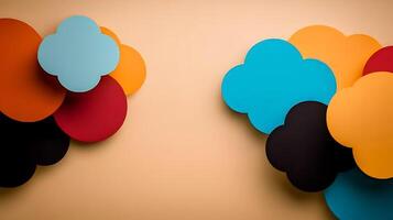 Colorful abstract shapes resembling clouds on a smooth background for creative design use photo