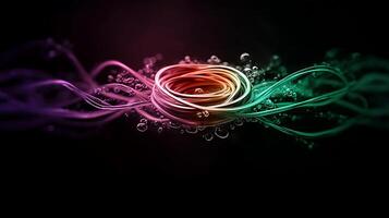 Colorful abstract swirl of light and bubbles against a dark background, creating a dynamic visual effect photo