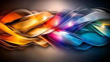Colorful abstract wave patterns intertwining in a vibrant display of light and motion photo
