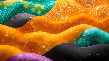 Colorful abstract waves with intricate patterns showcasing vibrant textures and designs photo