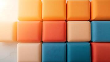 Colorful arrangement of cubes on a marble surface, creating a modern aesthetic for design use photo