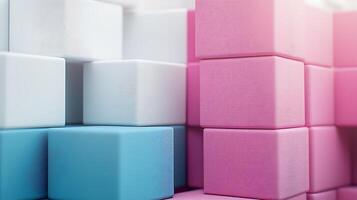 Colorful arrangement of soft building blocks in pastel shades, creating a playful atmosphere photo