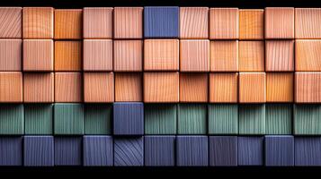 Colorful arrangement of wooden blocks in a geometric pattern showcasing craftsmanship and design photo