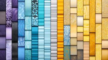 Colorful array of textured tiles arranged in a visually appealing pattern showcasing various designs photo