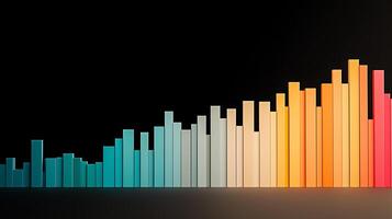 Colorful bar graph representing data growth over time against a dark background photo