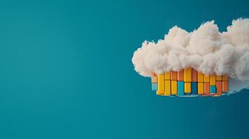 Colorful blocks arranged in a cloud-like formation against a blue background, symbolizing creativity photo