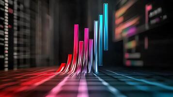 Colorful bar graph representing financial growth trends in a digital trading environment photo