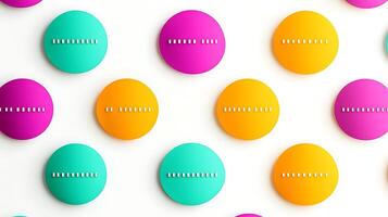 Colorful circular buttons arranged in a vibrant pattern on a white background, showcasing design elements photo