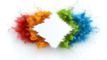 Colorful explosion of powder creating a dynamic frame for creative design and advertising photo