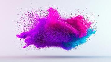 Colorful explosion of powder particles creating a vibrant abstract background in a studio setting photo