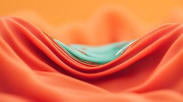 Colorful fabric waves in vibrant orange and teal, creating a soft, flowing texture background photo