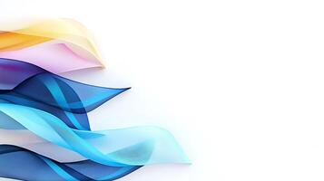 Colorful flowing abstract ribbons in soft hues against a clean white background for design use photo