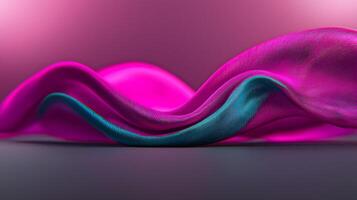 Colorful flowing fabric waves in a soft pink background, creating a serene and artistic atmosphere photo