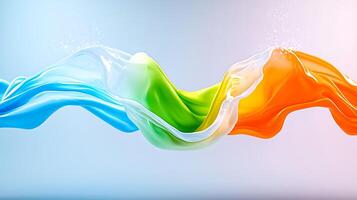 Colorful flowing liquid waves in a dynamic composition with soft background and splashes photo