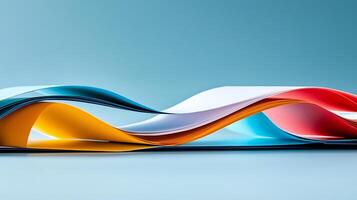 Colorful flowing paper waves creating a dynamic abstract background for creative projects photo