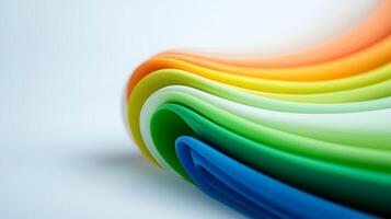 Colorful flowing waves of flexible material in vibrant hues creating a dynamic visual effect photo