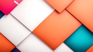 Colorful geometric arrangement of overlapping panels creating a vibrant abstract background photo