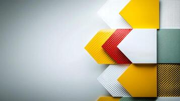 Colorful geometric shapes arranged on a minimalistic background, showcasing modern design elements photo