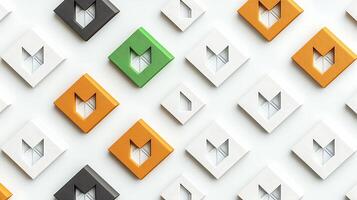 Colorful geometric shapes arranged in a modern pattern on a white background, showcasing design elements photo