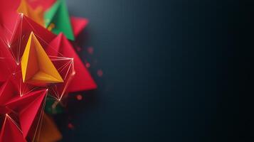 Colorful geometric shapes in vibrant tones creating a dynamic visual effect on a dark background photo