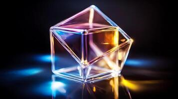 Colorful geometric shapes illuminated by soft lighting, creating an abstract art scene photo