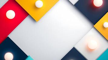 Colorful geometric shapes with lights creating a vibrant background for design projects photo