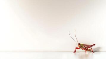 Colorful grasshopper on a plain background, highlighting its details and vibrant colors photo