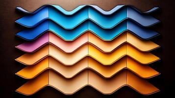 Colorful layered design featuring wavy patterns in various shades, creating a vibrant visual effect photo