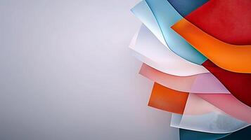 Colorful layers of translucent paper create an abstract background with soft gradients photo