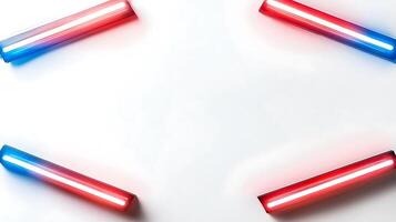 Colorful light bars arranged in a square pattern on a white background, creating a vibrant visual effect photo