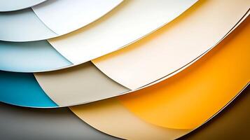 Colorful overlapping paper sheets creating a textured background for creative design projects photo