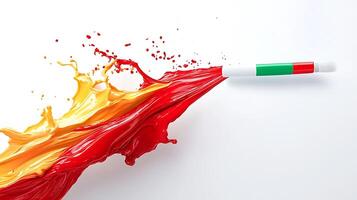 Colorful paint splashes erupting from a marker on a white background, showcasing artistic expression photo