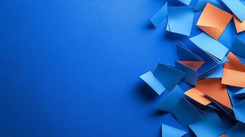 Colorful paper notes scattered on a vibrant blue background, creating a dynamic and creative atmosphere photo