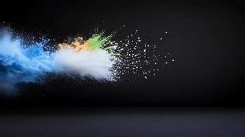 Colorful powder explosion on a black background creating a dynamic and vibrant effect photo