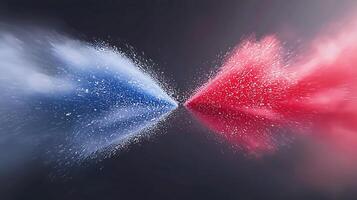 Colorful powder explosion creating dynamic shapes in a dark background, evoking energy and creativity photo