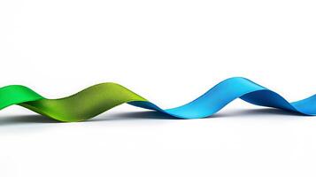 Colorful ribbon waves in vibrant green and blue, creating a dynamic, playful visual effect photo