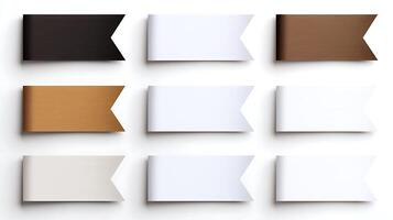 Colorful ribbon banners arranged in a grid pattern showcasing various shades for design use photo
