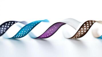 Colorful ribbons in a swirling pattern against a bright background, showcasing texture and design photo