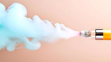 Colorful smoke emerging from a vape pen against a soft pastel background, creating a vibrant atmosphere photo