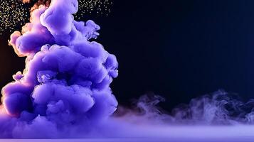 Colorful smoke explosion creating a vibrant atmosphere with a dark background, ideal for design use photo