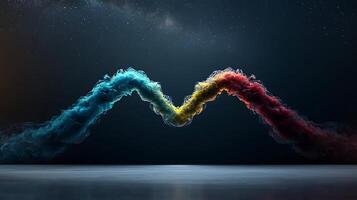 Colorful smoke waves intertwining in a cosmic setting, creating an abstract visual effect photo