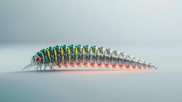 Colorful translucent insect-like creature with a glowing effect against a soft background photo