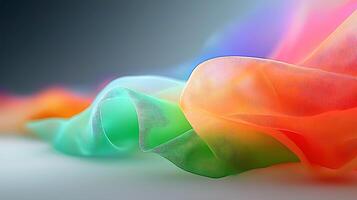 Colorful translucent fabric flowing gracefully, creating a vibrant backdrop with soft hues photo
