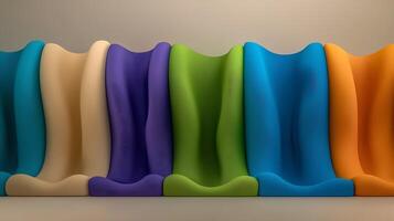 Colorful undulating waves of textured material arranged in a harmonious gradient pattern photo