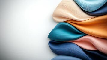 Colorful waves of fabric in soft pastels create a serene backdrop with smooth textures photo