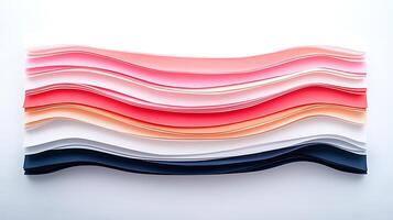 Colorful waves of paper sheets arranged in a gradient, showcasing artistic design and texture photo