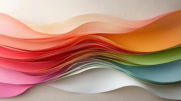Colorful waves of paper in various shades arranged in a visually appealing manner photo