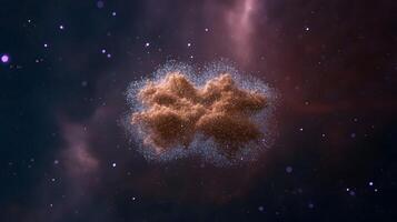 Cosmic cloud of dust and gas floating in the universe, surrounded by stars and nebulae photo
